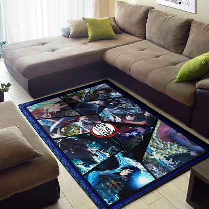 Giyu Tomioka Water Hashira Demon Slayer Area Rug Anime Home Decor Custom For Fans NA051103
