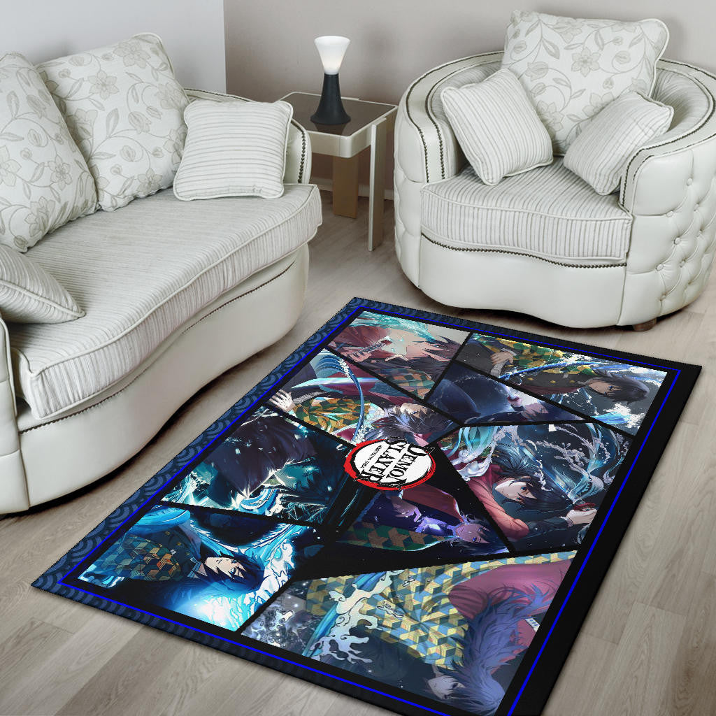 Giyu Tomioka Water Hashira Demon Slayer Area Rug Anime Home Decor Custom For Fans NA051103