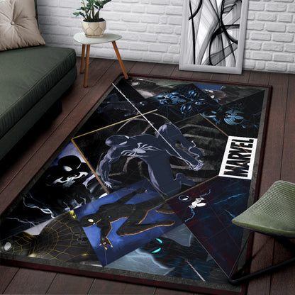 Black Spider Man Area Rug Movie Home Decor Custom For Fans NT051101