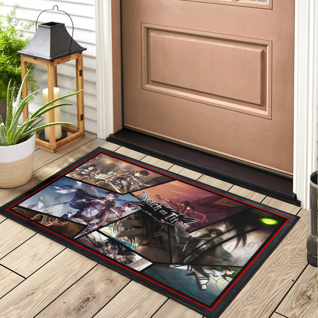 Eren Yeager And Levi Ackerman Attack On Titan Door Mat Anime Home Decor Custom For Fans NT052704