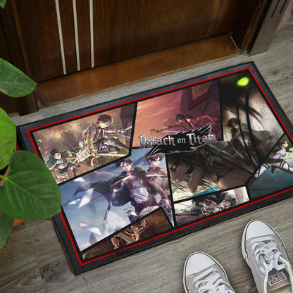 Eren Yeager And Levi Ackerman Attack On Titan Door Mat Anime Home Decor Custom For Fans NT052704