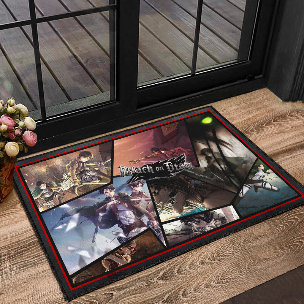 Eren Yeager And Levi Ackerman Attack On Titan Door Mat Anime Home Decor Custom For Fans NT052704