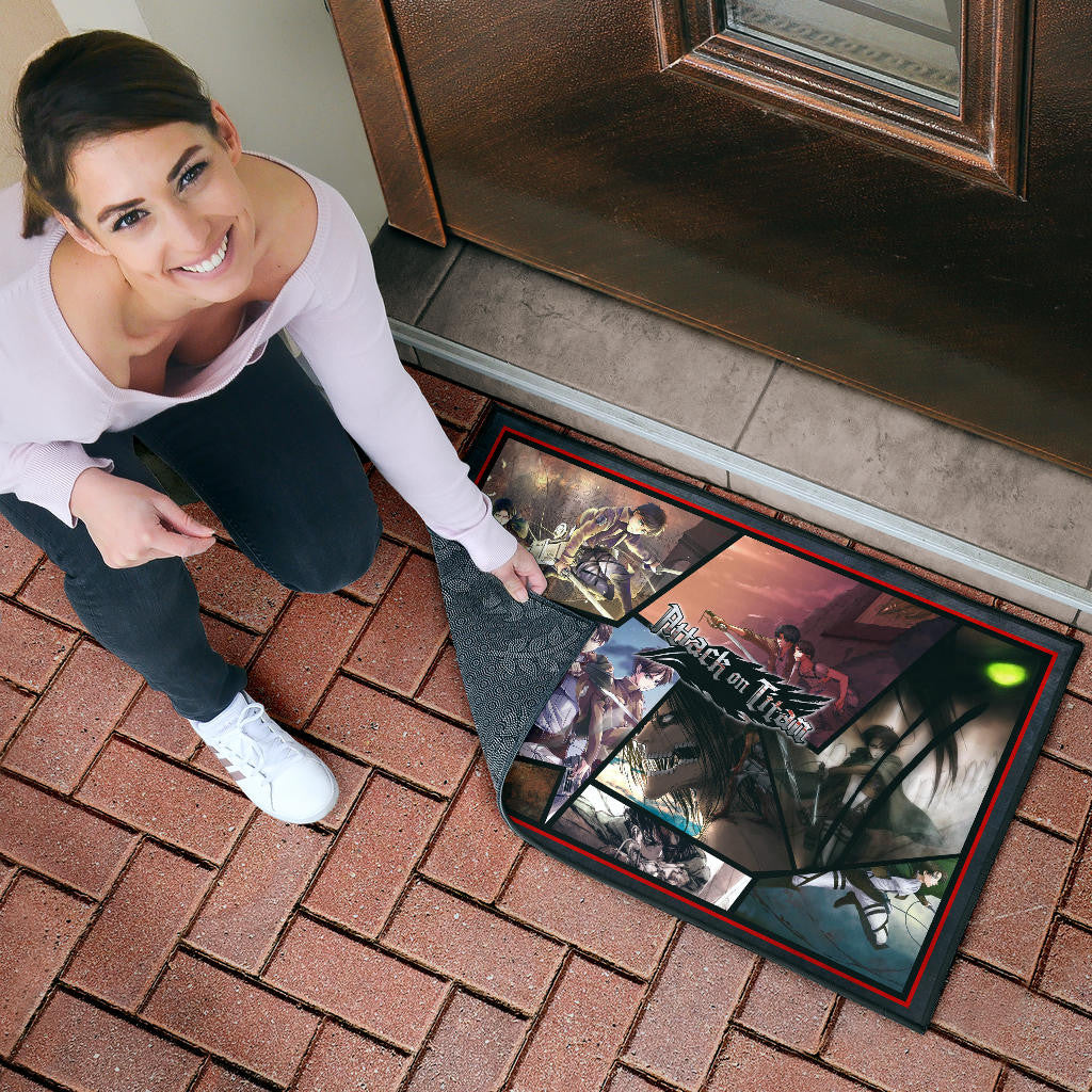 Eren Yeager And Levi Ackerman Attack On Titan Door Mat Anime Home Decor Custom For Fans NT052704