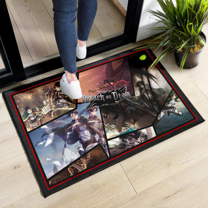 Eren Yeager And Levi Ackerman Attack On Titan Door Mat Anime Home Decor Custom For Fans NT052704