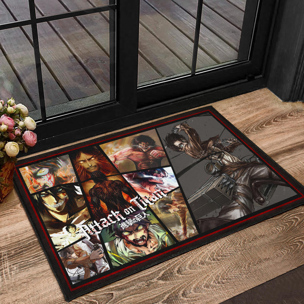 Eren Yeager Attack On Titan Door Mat Anime Home Decor Custom For Fans NT052601
