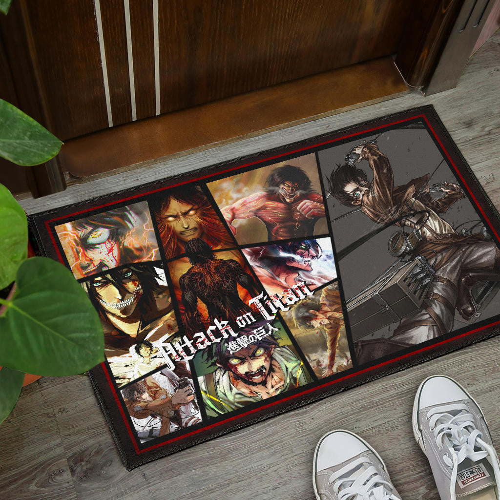 Eren Yeager Attack On Titan Door Mat Anime Home Decor Custom For Fans NT052601