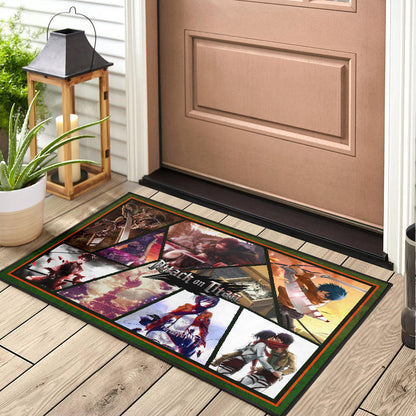 Eren Yeager And Mikasa Ackerman Attack On Titan Door Mat Anime Home Decor Custom For Fans NT052703