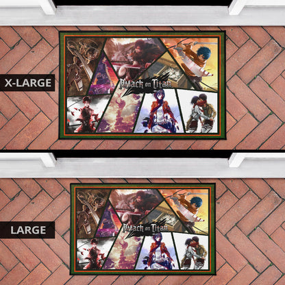 Eren Yeager And Mikasa Ackerman Attack On Titan Door Mat Anime Home Decor Custom For Fans NT052703