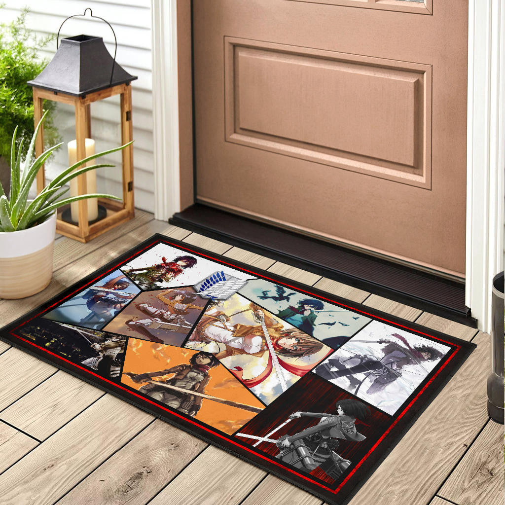 Mikasa Ackerman Attack On Titan Door Mat Anime Home Decor Custom For Fans NT052602