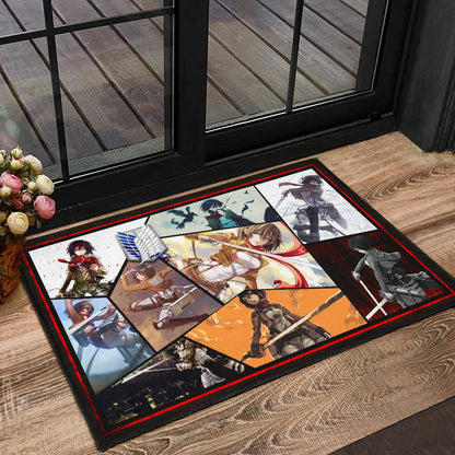 Mikasa Ackerman Attack On Titan Door Mat Anime Home Decor Custom For Fans NT052602