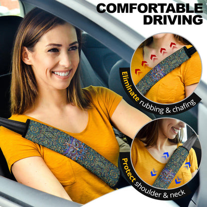Abstract Owl Seat Belt Covers Native American Car Accessories