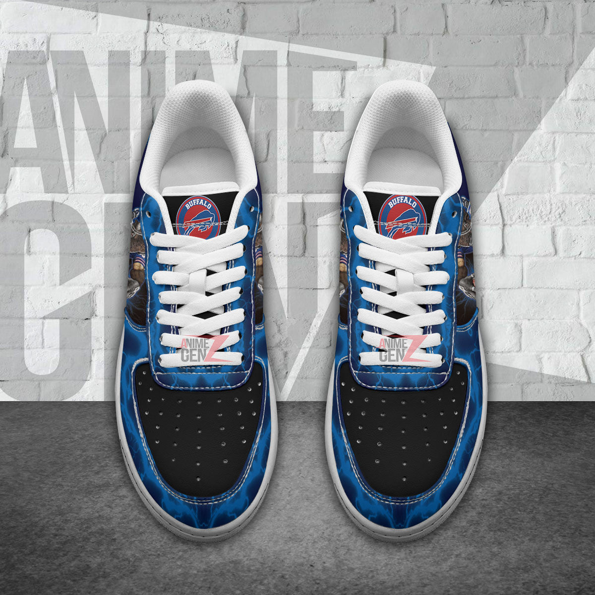 Buffalo Bills Air Sneakers Mascot Thunder Style Custom NFL Sport Shoes