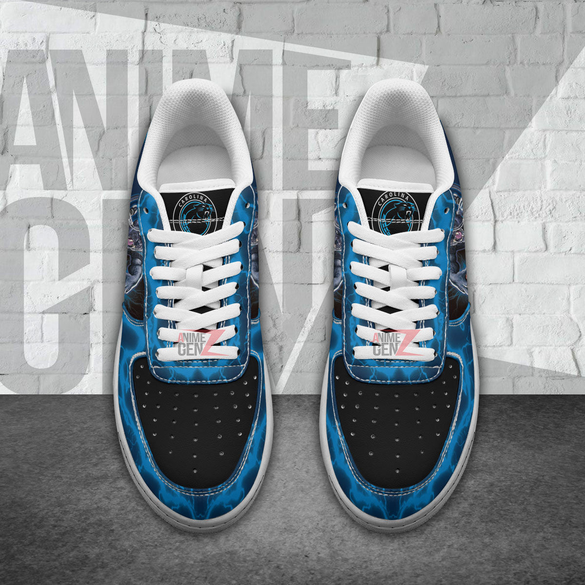 Carolina Panthers Air Sneakers Mascot Thunder Style Custom NFL Sport Shoes