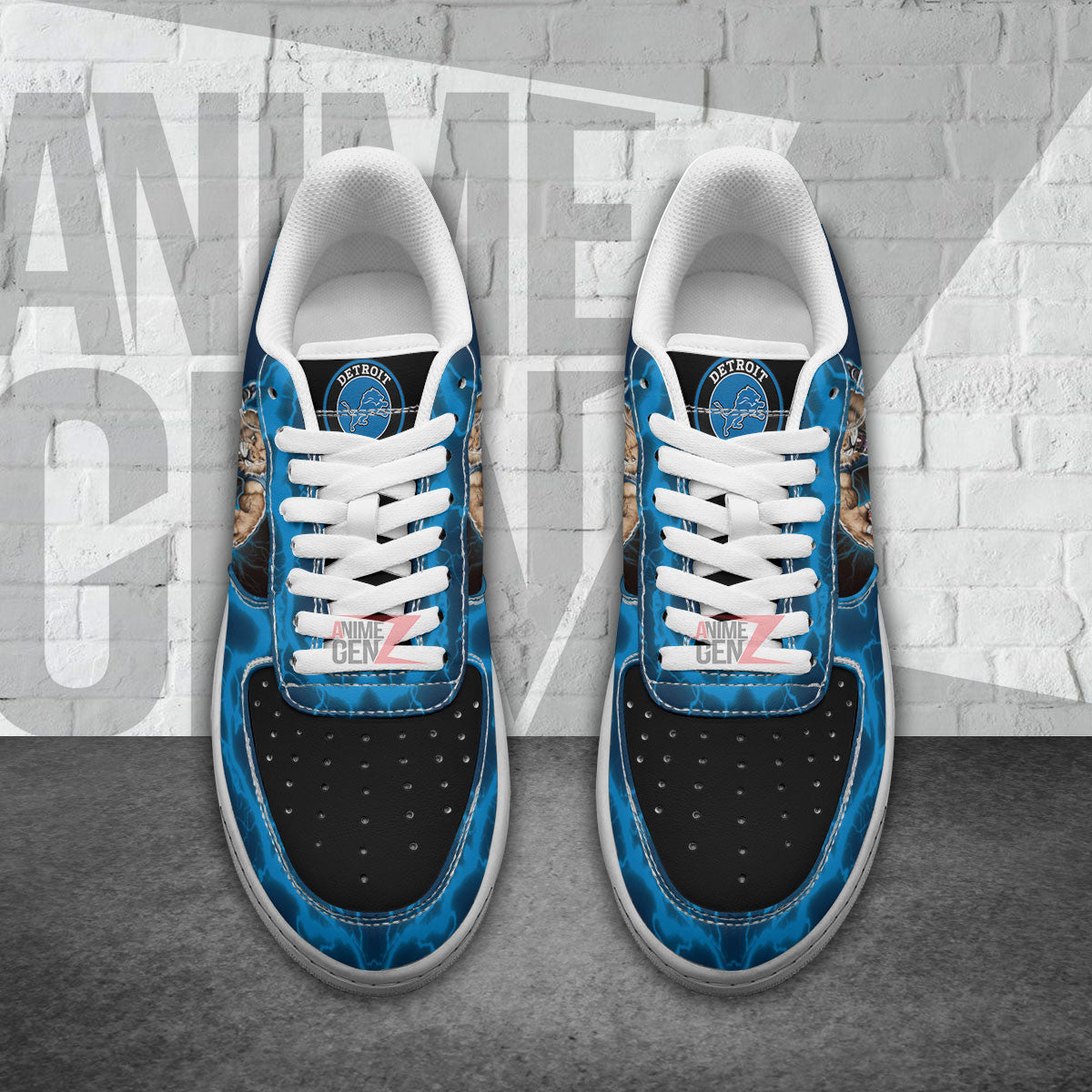 Detroit Lions Air Sneakers Mascot Thunder Style Custom NFL Sport Shoes