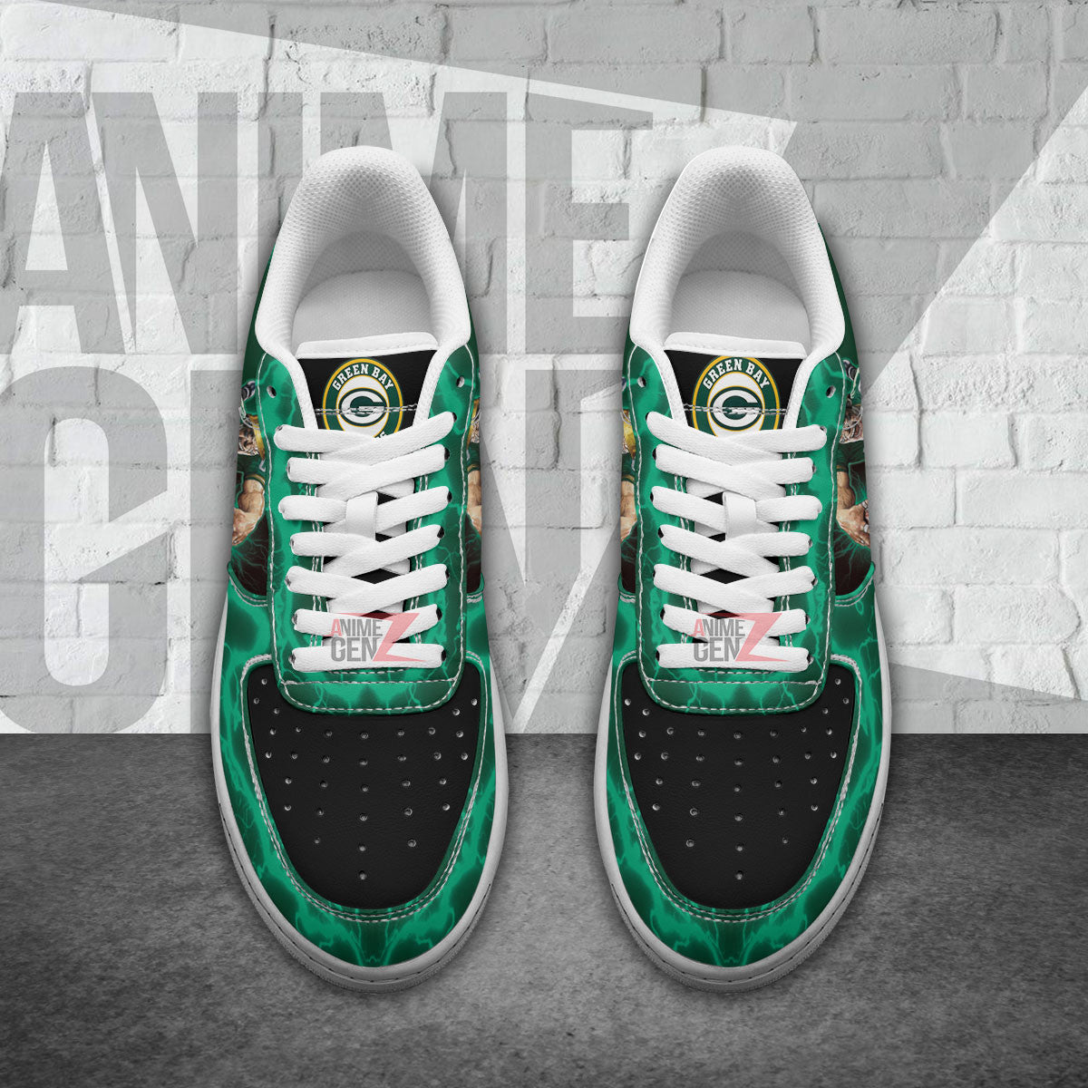 Green Bay Packers Air Sneakers Mascot Thunder Style Custom NFL Sport Shoes
