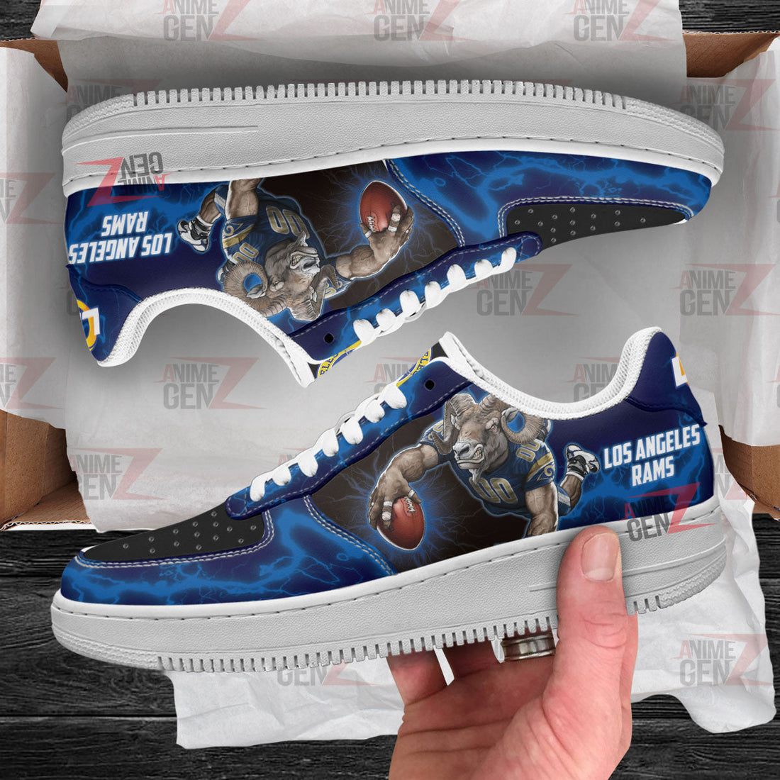 Los Angeles Rams Air Sneakers Mascot Thunder Style Custom NFL Sport Shoes