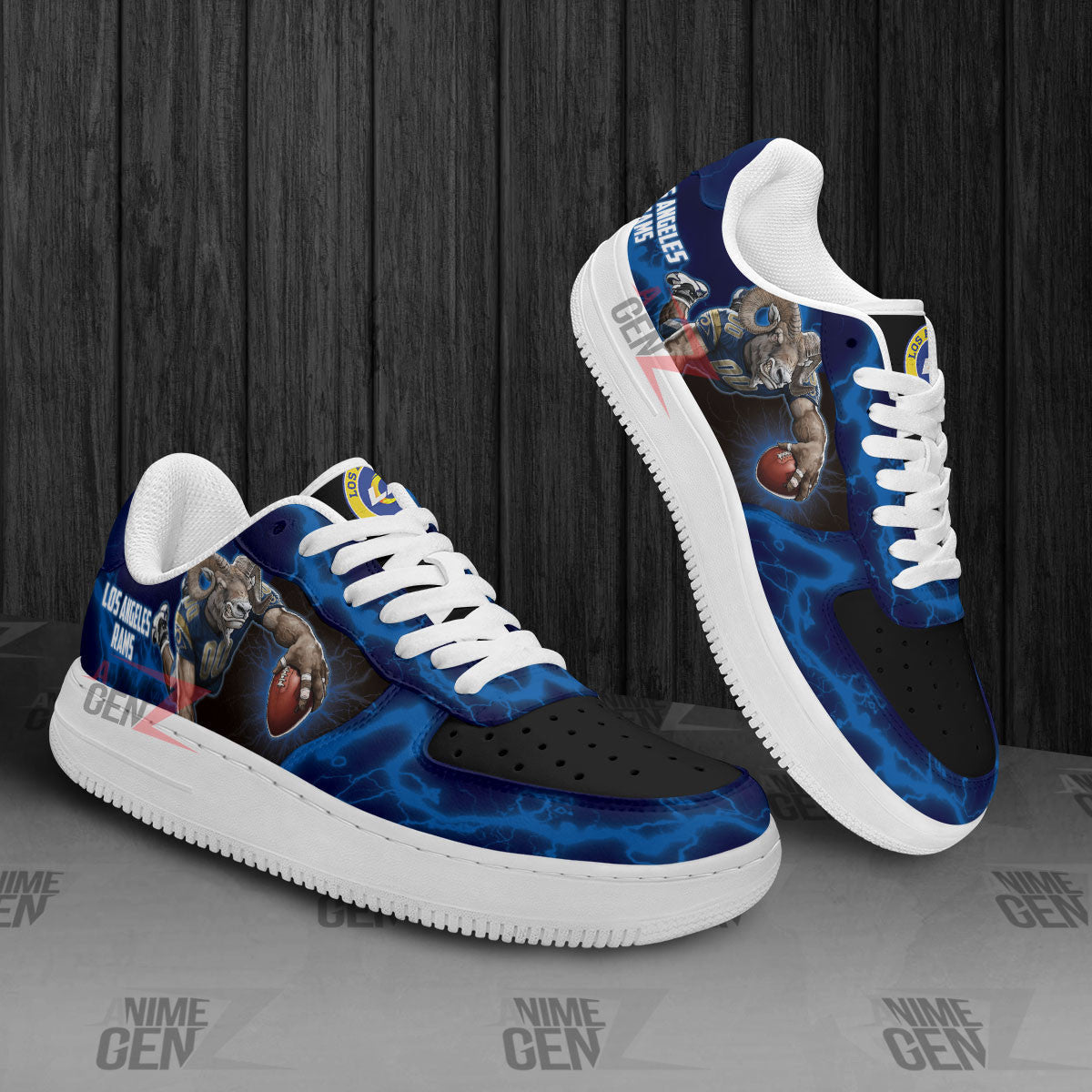 Los Angeles Rams Air Sneakers Mascot Thunder Style Custom NFL Sport Shoes