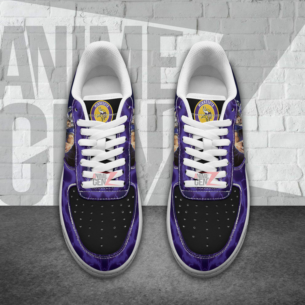 Minnesota Vikings Air Sneakers Mascot Thunder Style Custom NFL Sport Shoes
