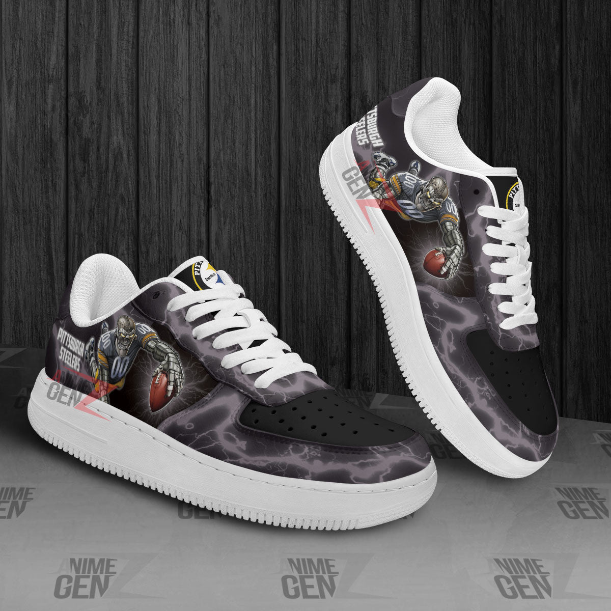 Pittsburgh Steelers Air Sneakers Mascot Thunder Style Custom NFL Sport Shoes