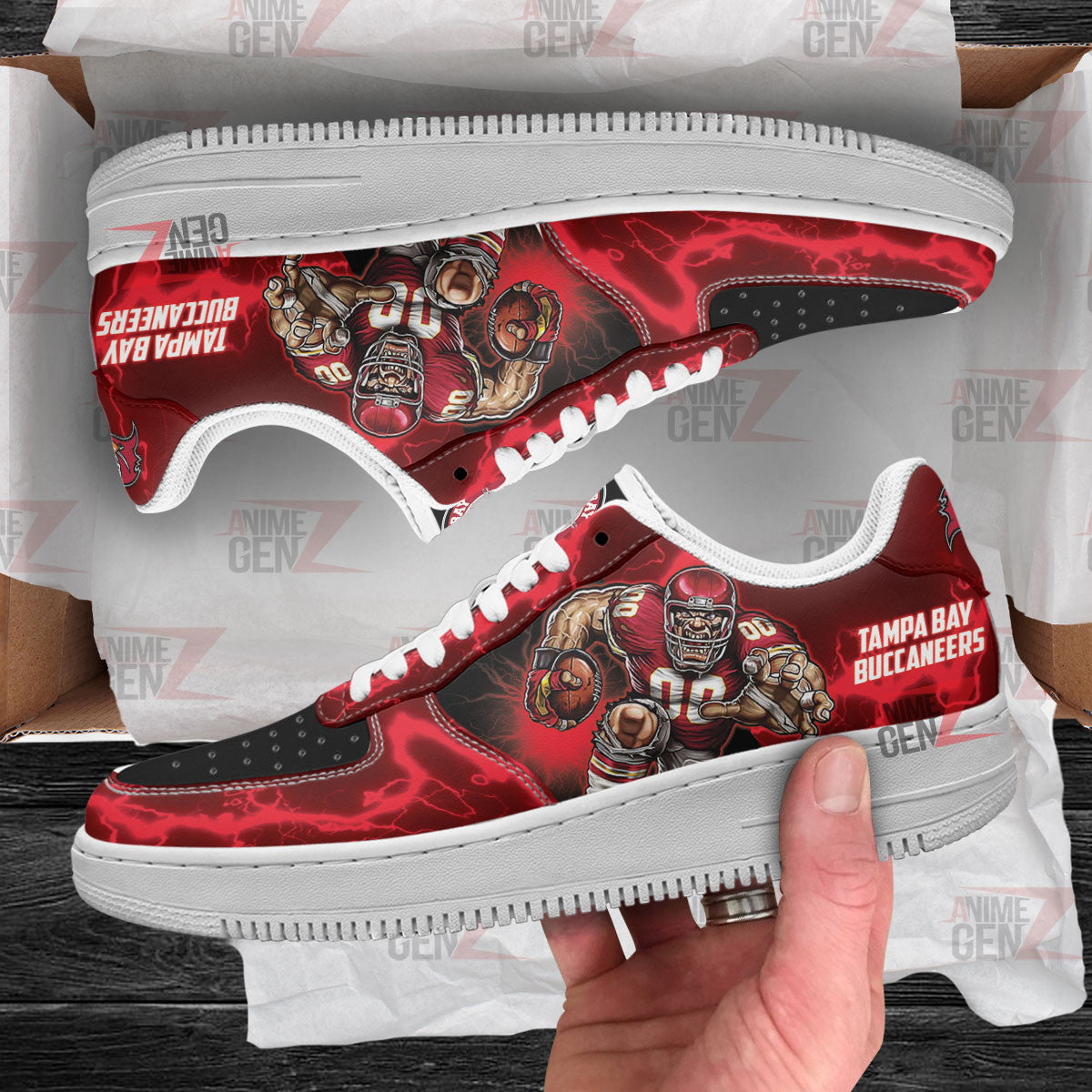 Tampa Bay Buccaneers Air Sneakers Mascot Thunder Style Custom NFL Sport Shoes