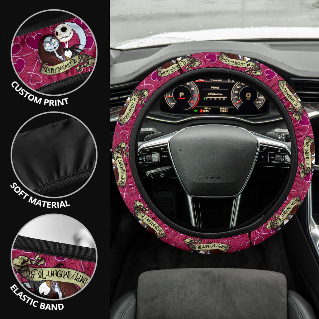 Jack And Sally Valentine Nightmare Before Christmas Steering Wheel Cover Cartoon Car Accessories Custom For Fans AA22121603