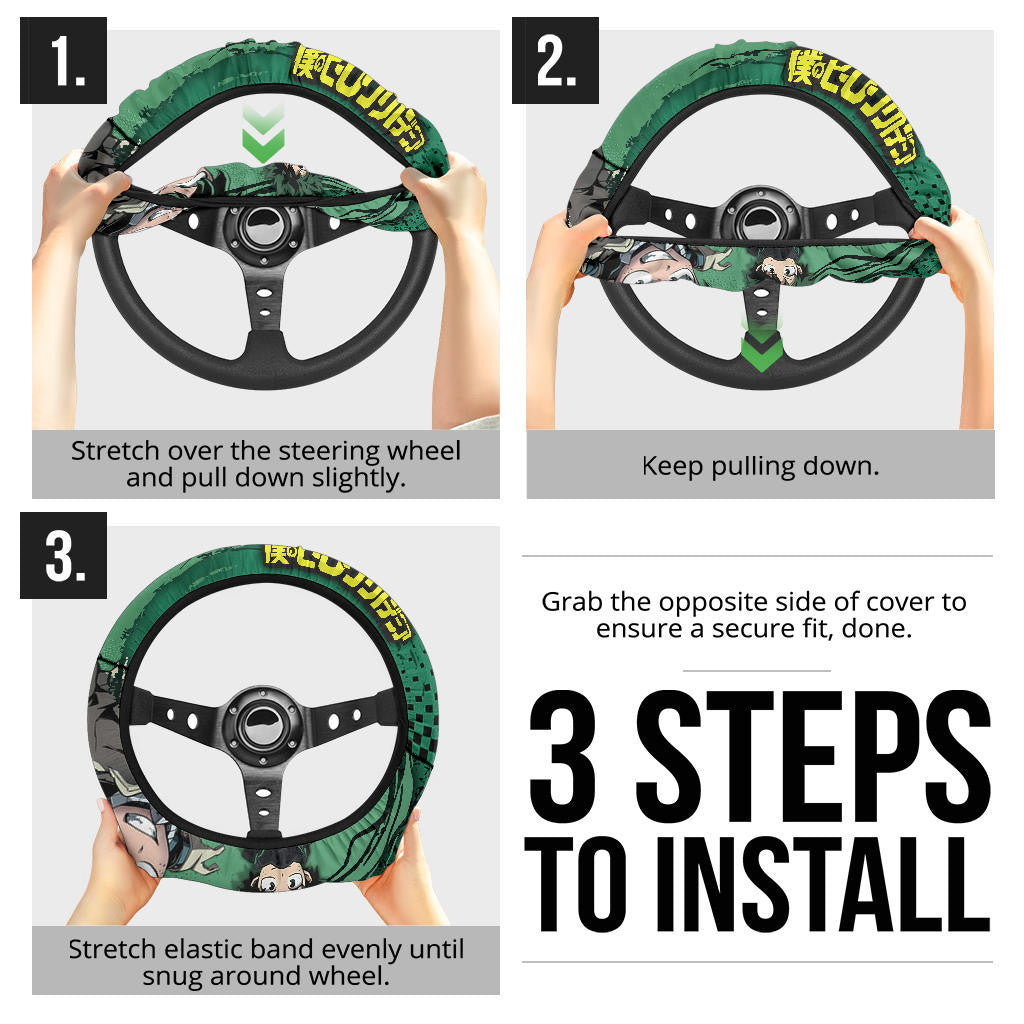 Midoriya Izuku My Hero Academia Steering Wheel Cover Anime Car Accessories Custom For Fans AA22121501