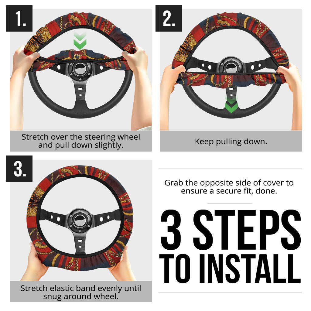 Hermes Symbol Steering Wheel Cover Fashion Car Accessories Custom For Fans AA22122904