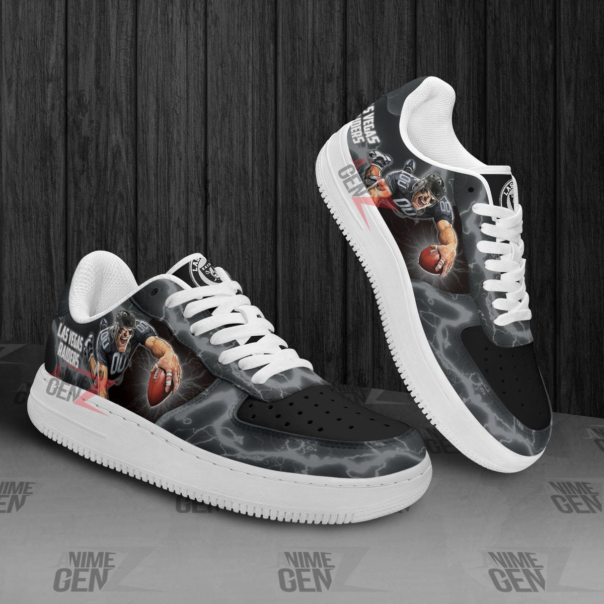 Las Vegas Raiders Air Sneakers Mascot Thunder Style Custom NFL Sport Shoes